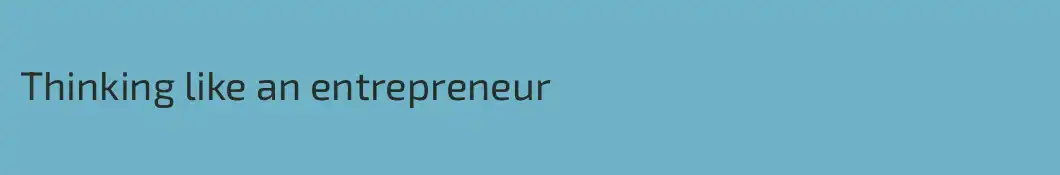 Thinking like an entrepreneur